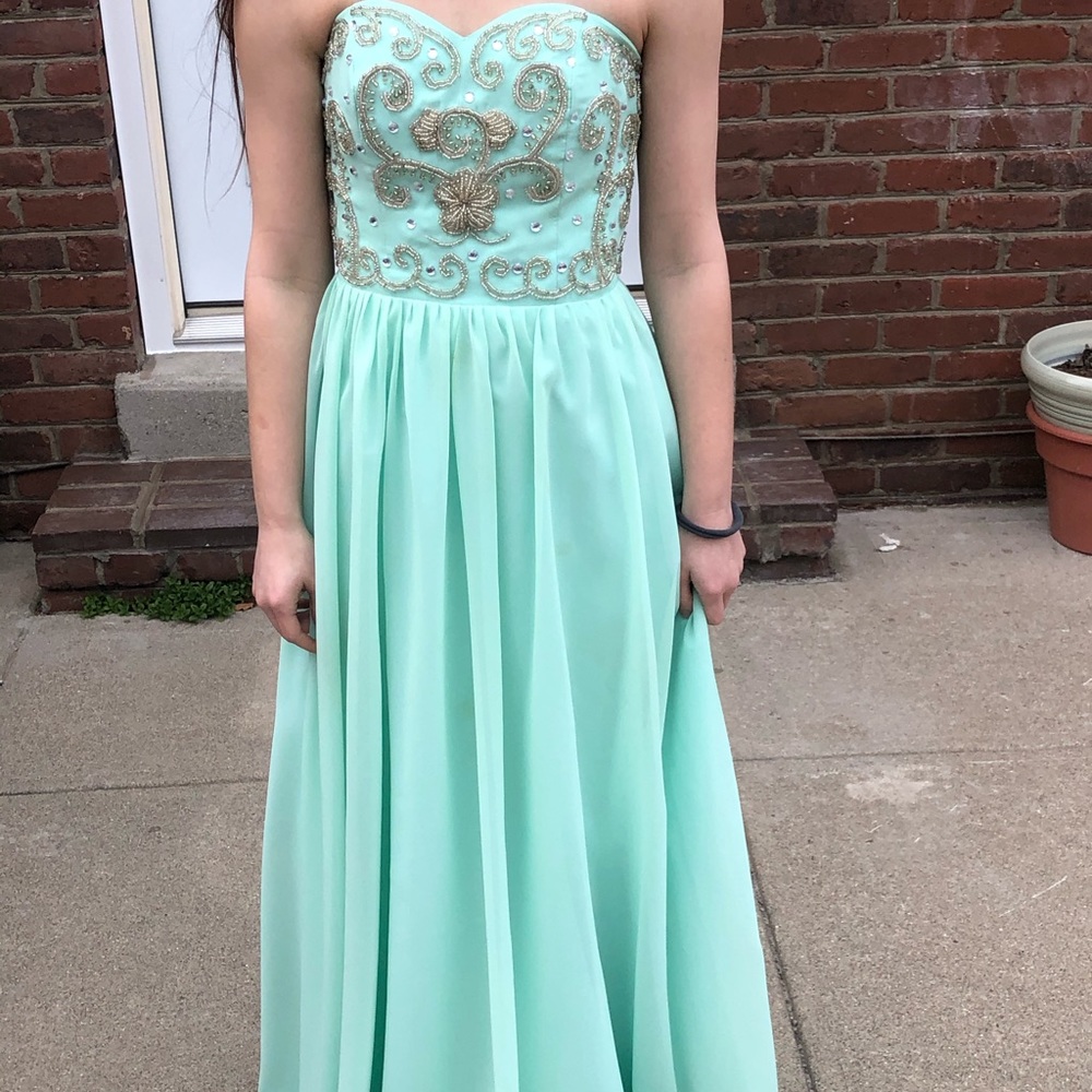 Strapless Mint Prom Dress